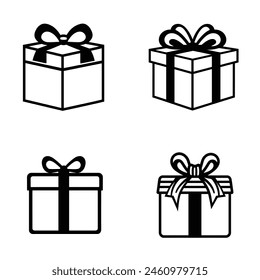 Present gift box icon. Vector isolated elements. Christmas gift icon illustration vector symbol. Surprise present linear design. Stock vector