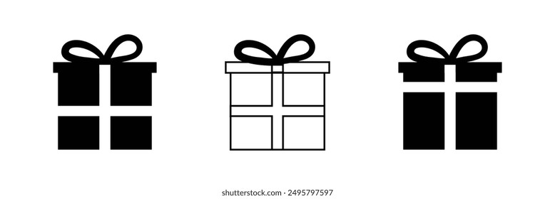 Present gift box icon. Vector isolated elements. Christmas gift icon illustration vector symbol. Surprise present linear design. 