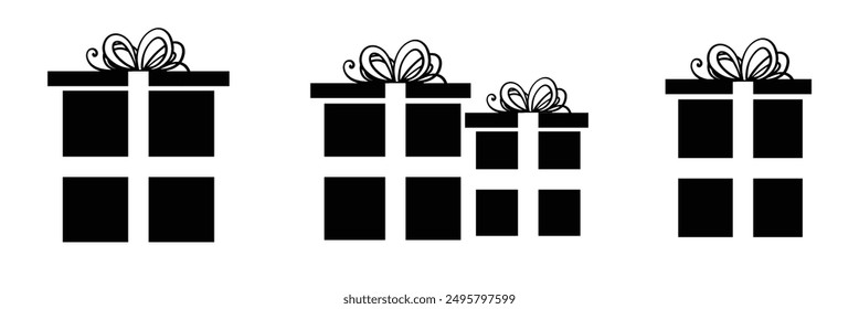 Present gift box icon. Vector isolated elements. Christmas gift icon illustration vector symbol. Surprise present linear design. 