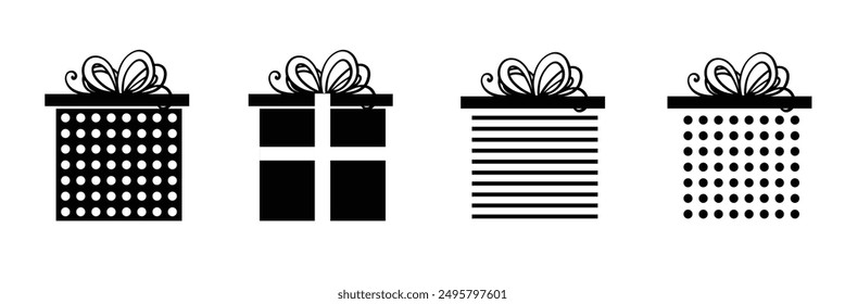 Present gift box icon. Vector isolated elements. Christmas gift icon illustration vector symbol. Surprise present linear design. 