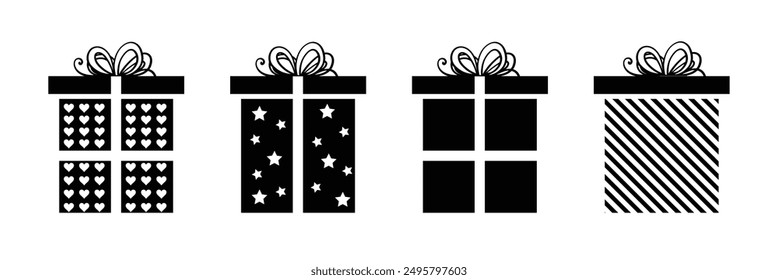 Present gift box icon. Vector isolated elements. Christmas gift icon illustration vector symbol. Surprise present linear design. 