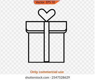Present gift box icon. Vector isolated elements. Christmas gift icon symbol. Surprise present linear design. Icon of a gift box wrapped in a ribbon with a bow.
