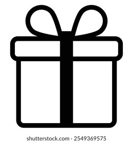 Present gift box icon. Vector isolated elements. Christmas gift icon illustration symbol. Surprise present linear design.