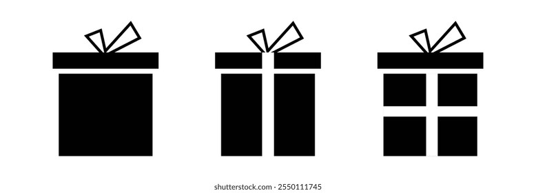 Present gift box icon. Vector isolated elements. Christmas gift icon dotted illustration vector symbol. Surprise present linear design. Stock vector.