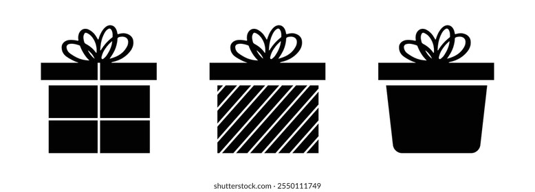 Present gift box icon. Vector isolated elements. Christmas gift icon dotted illustration vector symbol. Surprise present linear design. Stock vector.