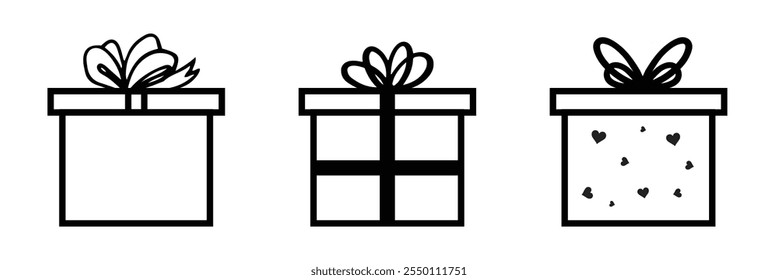 Present gift box icon. Vector isolated elements. Christmas gift icon dotted illustration vector symbol. Surprise present linear design. Stock vector.