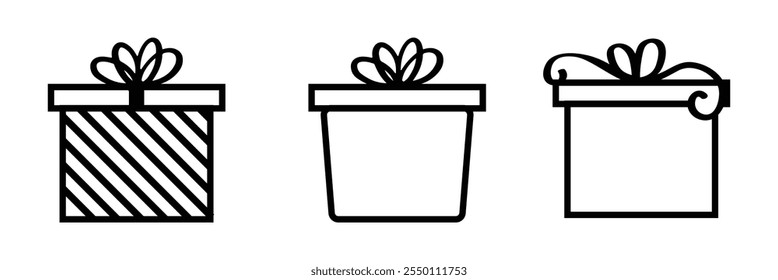 Present gift box icon. Vector isolated elements. Christmas gift icon dotted illustration vector symbol. Surprise present linear design. Stock vector.