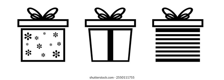 Present gift box icon. Vector isolated elements. Christmas gift icon dotted illustration vector symbol. Surprise present linear design. Stock vector.