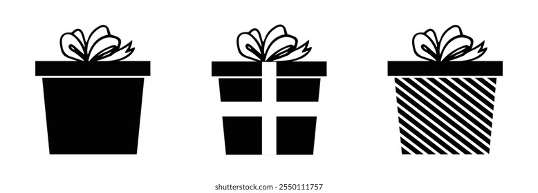 Present gift box icon. Vector isolated elements. Christmas gift icon dotted illustration vector symbol. Surprise present linear design. Stock vector.