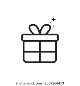 Present gift box icon. Vector isolated elements. Christmas gift icon illustration vector symbol. Surprise present linear design. Stock vector