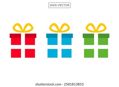 Present gift box icon. Vector isolated elements. Christmas gift icon illustration vector symbol