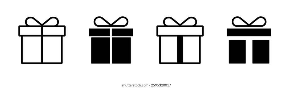 Present gift box icon. Vector isolated elements. Christmas gift icon illustration vector symbol. Surprise present linear design. Gift box icons in Trendy Flat style