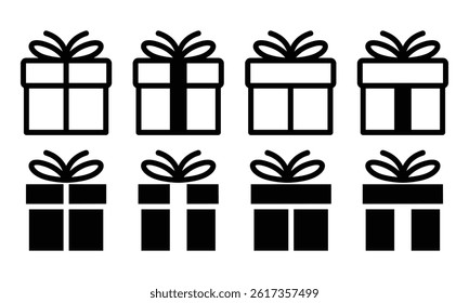 Present gift box icon. Vector isolated elements. Christmas gift icon illustration vector symbol. Surprise present linear design template