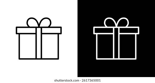 Present gift box icon. vector illustration, pictogram isolated. editable