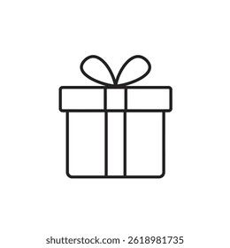Present gift box icon. Vector isolated elements. Christmas gift icon illustration vector symbol. Surprise present linear design. Stock vector.