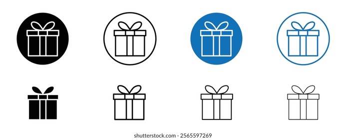 Present gift box icons in black and blue colors