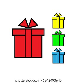 Presentar los iconos de la caja de regalo. Elementos aislados del vector. Símbolo vectorial de la ilustración del icono de regalo de Navidad. Sorpresa presente diseño lineal.