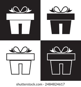 Present gift box icons. Gift and Surprise.  Vector illustration. isolated on white and black background. EPS 10