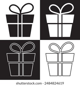 Iconos de la caja de regalo. Regalo y sorpresa.  Ilustración vectorial. aislado sobre fondo blanco y negro. EPS 10