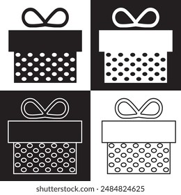 Present gift box icons. Gift and Surprise.  Vector illustration. isolated on white and black background. EPS 10