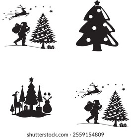 Present gift box icons. Gift and Surprise. Gift box icon set. Christmas gift icon. Box Tied with Ribbon and Decorated. Vector illustration christmas day silhoutte