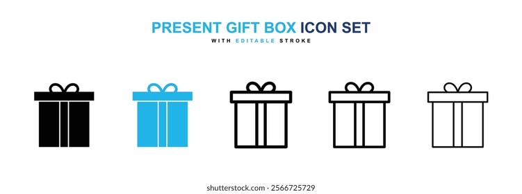 Present gift box icons vector collection pack.