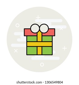 Present gift box line icon 