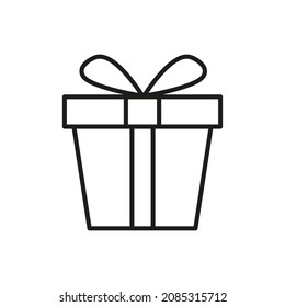 Icono de la línea de la caja de regalo. Regalo de Navidad