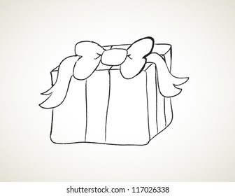 Geschenkbox mit Band - handgezeichnet