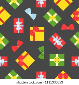 Present gift box seamless pattern suitable for use as wrapping paper gift, card background or wallpaper