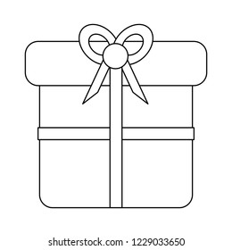 Present gift box symbol in black and white