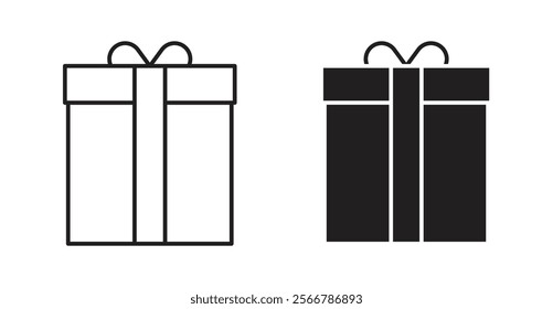 Present gift box vector line icon illustration