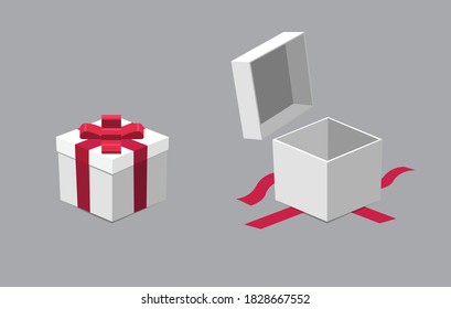 Present Gift Box Wrapped Unwrapped Vector