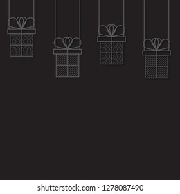 Present or gift boxes. 3d vector paper art style. Bright colors. Celebration concept. Seamless holiday pattern. Monochrome colors