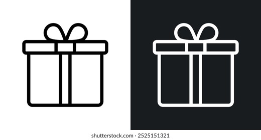 Presente boxline presente na cor preta da linha fina. ilustração simples de símbolos vetoriais planos.