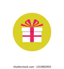 Present gift - concept colored icon in flat graphic design style. Sign for website, mobile application, presentation, infographic. Vector illustration. 