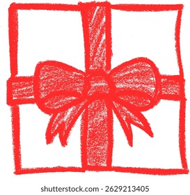 Present Gift Crayon Chalk Drawing Vector