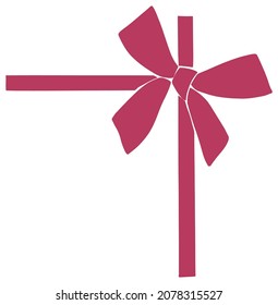 Decoración actual o de regalo, lazo aislado de seda para un ánimo festivo y alegre. Dirección en paquete o tarjeta de felicitación, invitación. Año nuevo o navidad, cumpleaños o San Valentín. Vector en plano