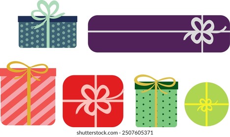 Present or Gift Element Flat Vector Illustration. Colorful and Fun Vibe. For Birthday, Holiday, Anniversary, Christmas  decoration and promotional post or print.