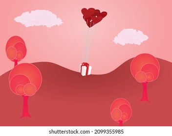 Present gift flying. vector illustration