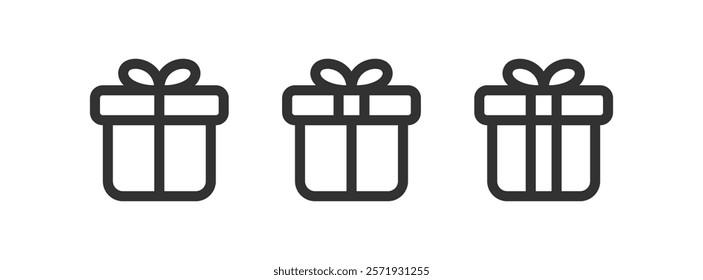 Present gift icon. Gift package. Birthday box. Surprise Christmas.