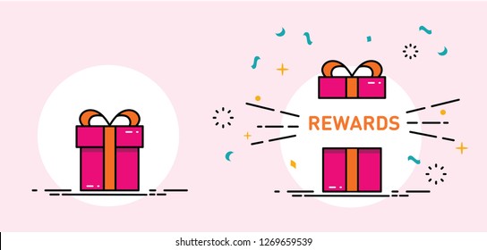 present gift reward open surprise art line