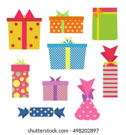 Present Gift Set.Colorful Gift Box with Different Pattern.