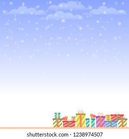 present gift snowfall merry christmas and happy new year vector illustration eps10