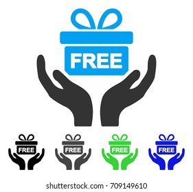 Present Give Hands vector pictogram. Style is a flat graphic symbol in black, gray, blue, green color variants. Designed for web and mobile apps.