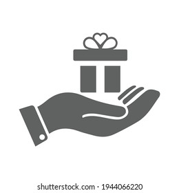 Geschenkbox-Ikone. Einfache graue Vektorgrafiken.