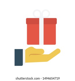 present glyph flat vector icon