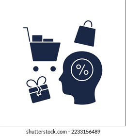 Present glyph icon. Discount card and present box for clients. Customer behavior concept.Filled flat sign. Isolated silhouette vector illustration