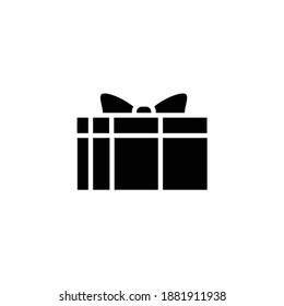 Present glyph icon. Gift box with bow ribbon filled flat sign. Holiday congratulation, surprise concept. Holiday offer. Christmas, new year, birthday celebration symbol. Silhouette vector illustration