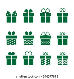 Present green  icons on background